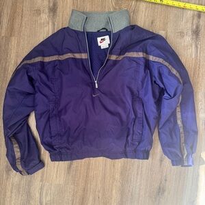 90s Nike Purple and Gray Half-Zip Windbreaker MEDIUM